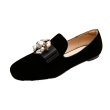 画像2: women's  Flat Pearl & Bijou loafers pumps shoes　パール＆ビジュー付きフラット ローファー パンプス (2)