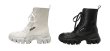 画像3:  women's  Lace-up chunky sole platform Middle boots   本革レザーミドル 丈チャンキーソール厚底プラットフォームレースアップブーツレザーブーツ　マーティンブーツ  (3)