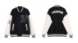 画像7: F3ML 21SS stitching PU leather baseball uniform jacket men and women　ユニセックス 男女兼用レザーエンブレムスタジアムジャンバー ジャケット ブルゾン スタジャン (7)