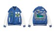 画像9: street butterfly embroidery baseball uniform jacket Stadium jumper men and women 　ユニセックス 男女兼用ハイストリートバタフライ刺繡ジャケット ブルゾン スタジャン (9)