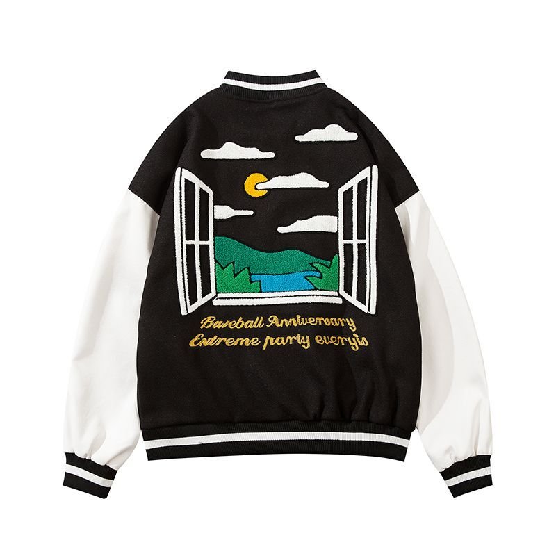 画像12: street butterfly embroidery baseball uniform jacket Stadium jumper men and women 　ユニセックス 男女兼用ハイストリートバタフライ刺繡ジャケット ブルゾン スタジャン (12)