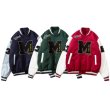 画像1: STITCHING M VARSITY BASEBALL JACKET baseball uniform jacket blouson ユニセックス 男女兼用  ビッグM スタジアムジャンパー スタジャン MA-1 ボンバー ジャケット ブルゾン (1)