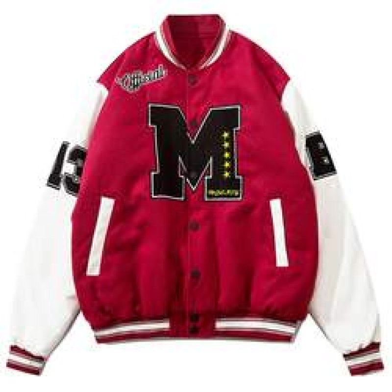 画像4: STITCHING M VARSITY BASEBALL JACKET baseball uniform jacket blouson ユニセックス 男女兼用  ビッグM スタジアムジャンパー スタジャン MA-1 ボンバー ジャケット ブルゾン (4)