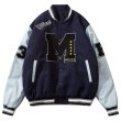 画像2: STITCHING M VARSITY BASEBALL JACKET baseball uniform jacket blouson ユニセックス 男女兼用  ビッグM スタジアムジャンパー スタジャン MA-1 ボンバー ジャケット ブルゾン (2)