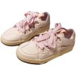 画像2: Women's  color matching flat leather super fire lace-up sneakers   カラーマッチングフラットレザースーパーファイヤーレースアップスニーカー　 (2)