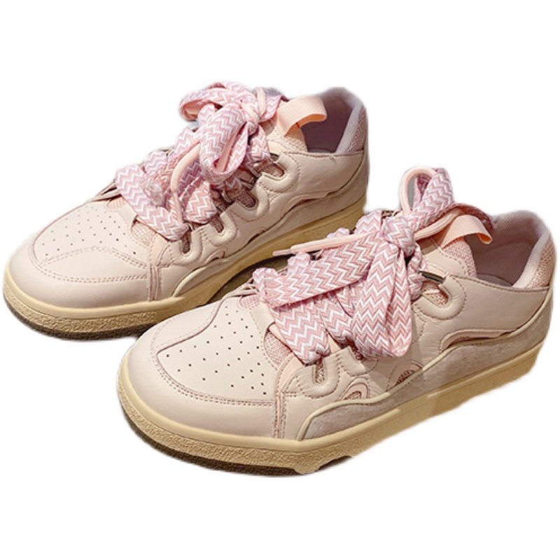 画像2: Women's  color matching flat leather super fire lace-up sneakers   カラーマッチングフラットレザースーパーファイヤーレースアップスニーカー　 (2)