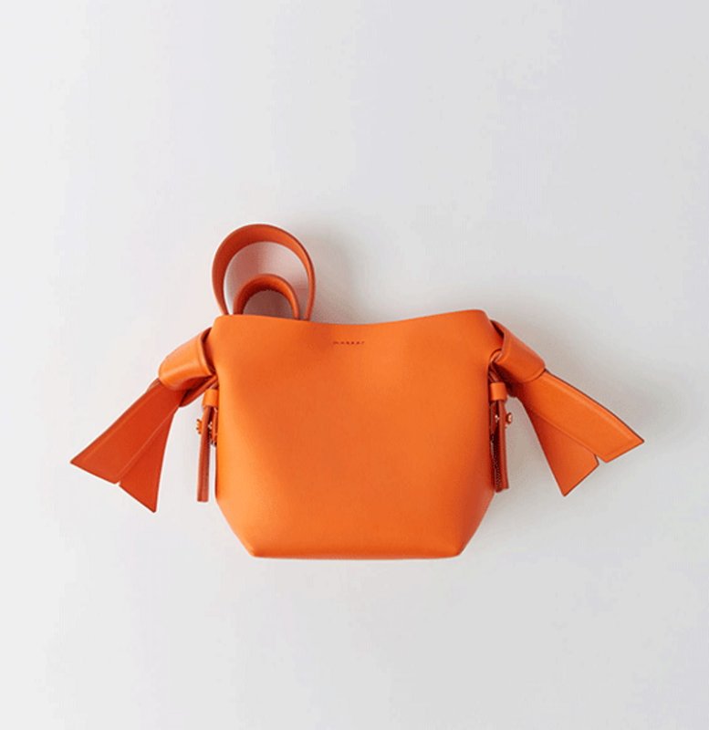 画像5: one shoulder simple bow orange bucket bag  リボン弓型トート ショルダーエコバック (5)