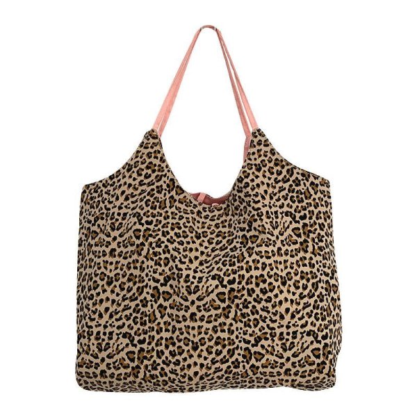 画像1: Reversible leopard & pink tote shoulder eco bag large-capacity   レオパード＆ピンクリバーシブル トート ショルダーエコバック (1)