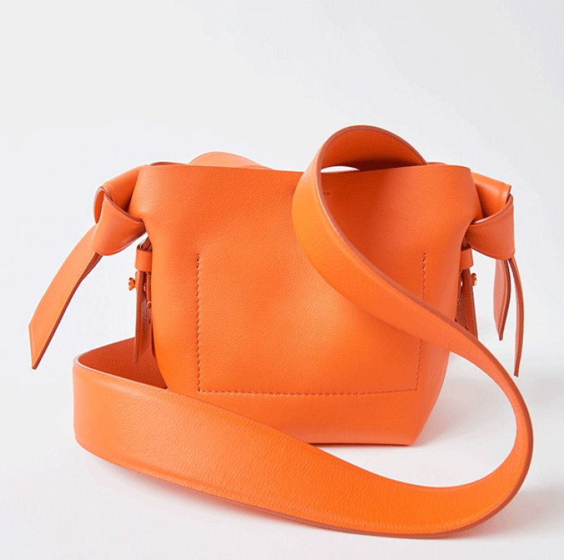 画像10: one shoulder simple bow orange bucket bag  リボン弓型トート ショルダーエコバック (10)