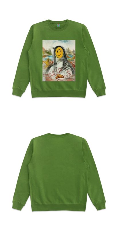 画像13: Unisex Mona Lisa &Smile oil paintinground neck sweater　男女兼用パロディーモナリザ &スマイルスウェットプルオーバー トレーナー (13)