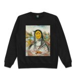 画像1: Unisex Mona Lisa &Smile oil paintinground neck sweater　男女兼用パロディーモナリザ &スマイルスウェットプルオーバー トレーナー (1)
