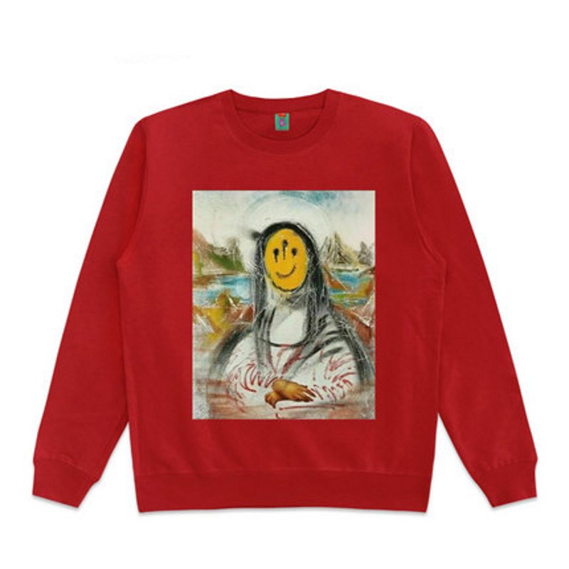 画像4: Unisex Mona Lisa &Smile oil paintinground neck sweater　男女兼用パロディーモナリザ &スマイルスウェットプルオーバー トレーナー (4)
