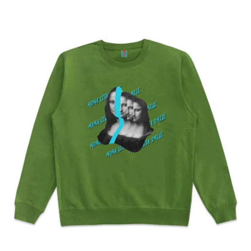 画像4: Unisex Mona Lisa loose irregular hedging round neck sweater　男女兼用パロディーモナリザ スウェットプルオーバー トレーナー (4)