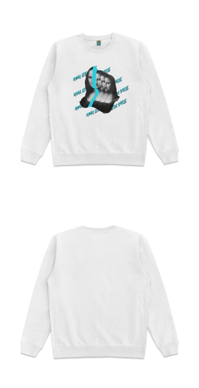 画像8: Unisex Mona Lisa loose irregular hedging round neck sweater　男女兼用パロディーモナリザ スウェットプルオーバー トレーナー (8)