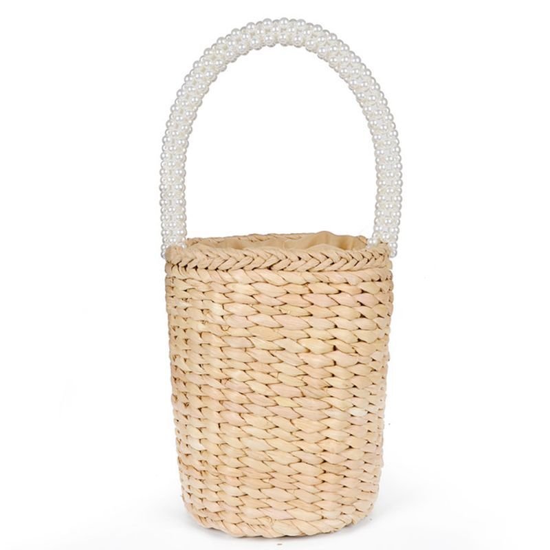 画像1:  Pearl handle bucket basket bag　  パールハンドルバケットカゴバック (1)