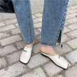 画像2: Women metal chain square head flat slippers  flat sandals  フラットリチェーンハーフサンダル スリッパ (2)