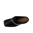 画像1: Women metal chain square head flat slippers  flat sandals  フラットリチェーンハーフサンダル スリッパ (1)