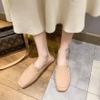 画像8:  leather half-drag flat shoes  ハーフフラットパンプス　ミュール　スリッパ (8)