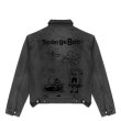 画像2: Spongebob&Skull graphic paint denim jacket G Jean Jacket blouson ユニセックス 男女兼用 スポンジボブ＆スカルグラフィックペイント デニムGジャケット ブルゾン (2)