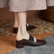 画像8: leather pearl temperament loafers pumps 　レザーパールブリティッシュステップミッドヒール ローファー パンプス　 (8)