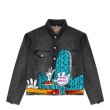 画像2: Cartoon graffiti tide city hand-painted denim jacket G Jean Jacket blouson  ユニセックス 男女兼用コミックグラフィティペイント デニムGジャケット ブルゾン (2)