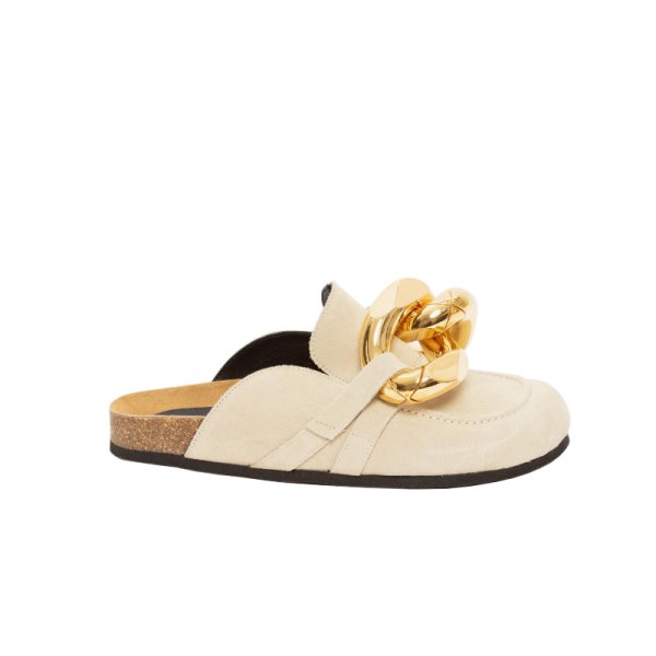 画像3: Women Genuine leather  chain flat slippers  flat sandals  フラットチェーンシューティングハーフサンダル スリッパ (3)