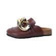 画像2: Women Genuine leather  chain flat slippers  flat sandals  フラットチェーンシューティングハーフサンダル スリッパ (2)