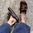 画像6: Women Genuine leather  chain flat slippers  flat sandals  フラットチェーンシューティングハーフサンダル スリッパ (6)