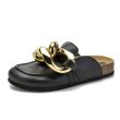 画像10: Women Genuine leather  chain flat slippers  flat sandals  フラットチェーンシューティングハーフサンダル スリッパ (10)