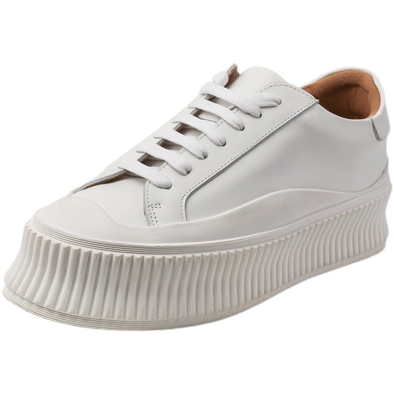 画像5: Women's Leather platform   Lace-up leather Sneakers  レースアップレザープラットフォーム厚底スニーカー (5)