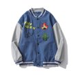 画像3: men and women ins hit color baseball uniform loose jacket blouson  ユニセックス 男女兼用サボテン＆ドッグ刺繍  スタジアムジャンパー スタジャン MA-1 ボンバー ジャケット ブルゾン (3)