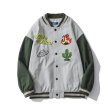 画像1: men and women ins hit color baseball uniform loose jacket blouson  ユニセックス 男女兼用サボテン＆ドッグ刺繍  スタジアムジャンパー スタジャン MA-1 ボンバー ジャケット ブルゾン (1)