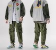 画像12: men and women ins hit color baseball uniform loose jacket blouson  ユニセックス 男女兼用サボテン＆ドッグ刺繍  スタジアムジャンパー スタジャン MA-1 ボンバー ジャケット ブルゾン (12)