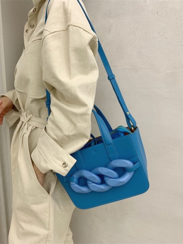 画像6: large chain  tote shoulder 2way bag   チェーンポイント2WAYトートショルダーバッグ　 (6)