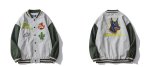 画像7: men and women ins hit color baseball uniform loose jacket blouson  ユニセックス 男女兼用サボテン＆ドッグ刺繍  スタジアムジャンパー スタジャン MA-1 ボンバー ジャケット ブルゾン (7)
