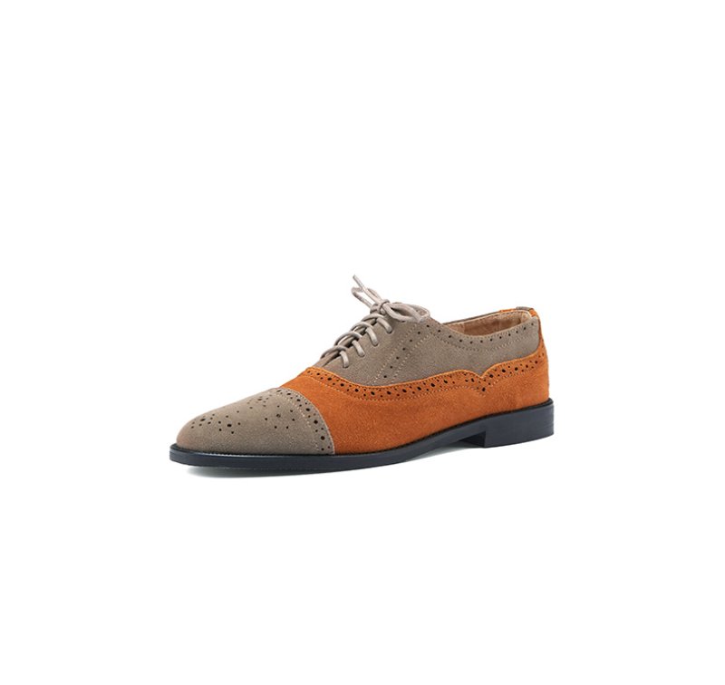 画像5: 2-tone bicolor leather suede lace-up Oxford shoes  2トーンバイカラーレザースエードレースアップフラットオックスフォードシューズ  (5)