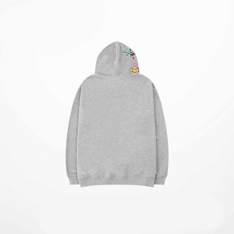 画像3: Unisex  Smile & Letter Paint sweater Hoody　男女兼用スマイル＆レターペイントスウェットフーディ パーカープルオーバー  (3)