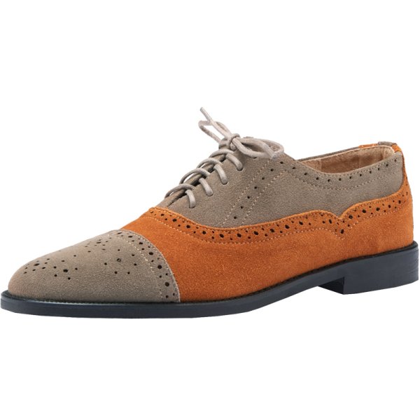 画像1: 2-tone bicolor leather suede lace-up Oxford shoes 　2トーンバイカラーレザースエードレースアップフラットオックスフォードシューズ　 (1)