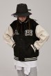 画像4: men and women loose baseball uniform With back rabbit embroidery jacket blouson  ユニセックス 男女兼用バックラビット刺繍付きスタジアムジャンパー スタジャン MA-1 ボンバー ジャケット ブルゾン (4)