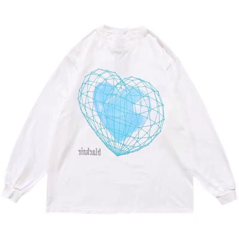 画像2: Unisex  love printing oversize long-sleeved T-shirt　男女兼用ラブプリント ハート長袖T シャツプル オーバー  (2)
