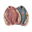 画像5: men and women corduroy loose baseball uniform  blouson  ユニセックス 男女兼用コーデュロイエンブレム付き スタジアムジャンパー  スタジャン MA-1 ボンバー ジャケット ブルゾン (5)