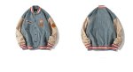 画像3: men and women corduroy loose baseball uniform  blouson  ユニセックス 男女兼用コーデュロイエンブレム付き スタジアムジャンパー  スタジャン MA-1 ボンバー ジャケット ブルゾン (3)