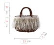 画像2: Woman’s pearl tassel ostrich fur straw woven bag portable rattan bagtote bag 　パールタッセル＆オーストリッチファーストローウーブンバッグ 籠 かごバケットバック (2)