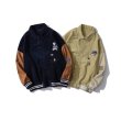 画像5: men and women corduroy loose Rugby bear embroidery baseball uniform  blouson  ユニセックス 男女兼用コーデュロイ ラグビーベア刺繍付き スタジアムジャンパー  スタジャン MA-1 ボンバー ジャケット ブルゾン (5)