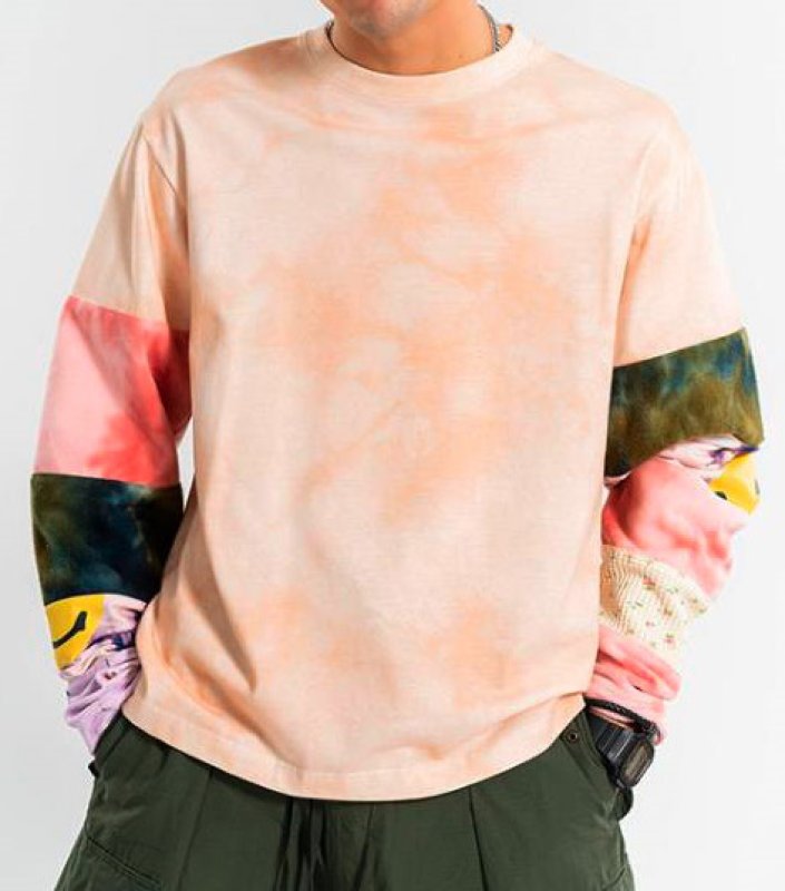 画像3: Unisex Flower & Smile & Tie Dye Sleeve Long sleeve t-shirt sweater 男女兼用 フラワー&スマイル&タイダイスリーブロングスリーブTシャツ (3)
