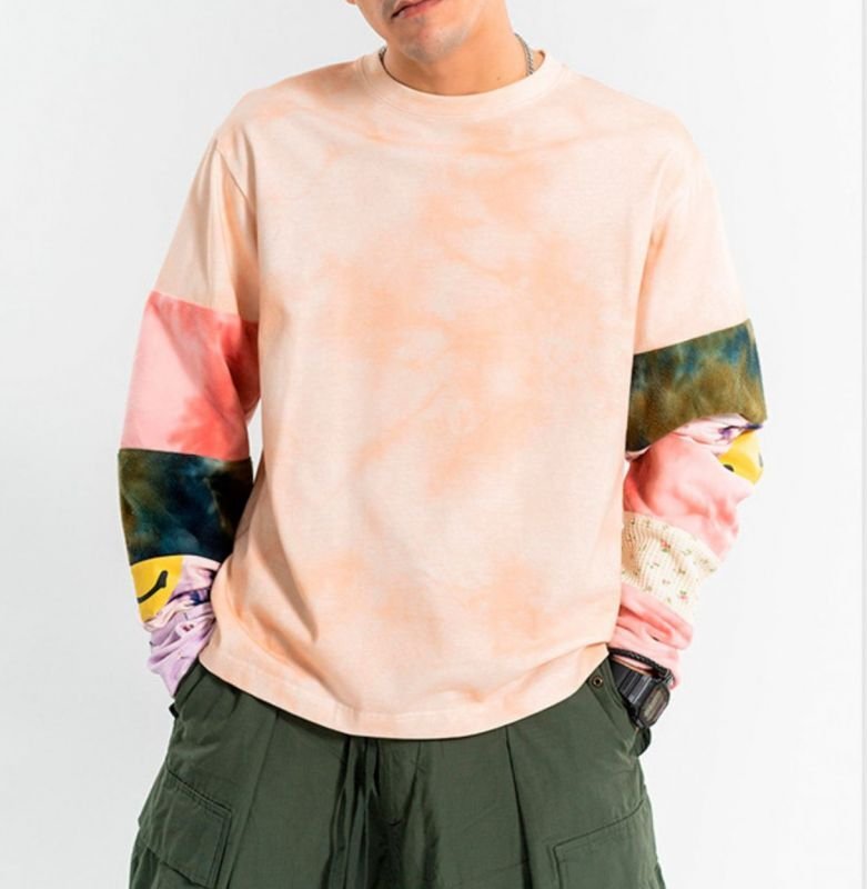 画像5: Unisex Flower & Smile & Tie Dye Sleeve Long sleeve t-shirt sweater 男女兼用 フラワー&スマイル&タイダイスリーブロングスリーブTシャツ (5)