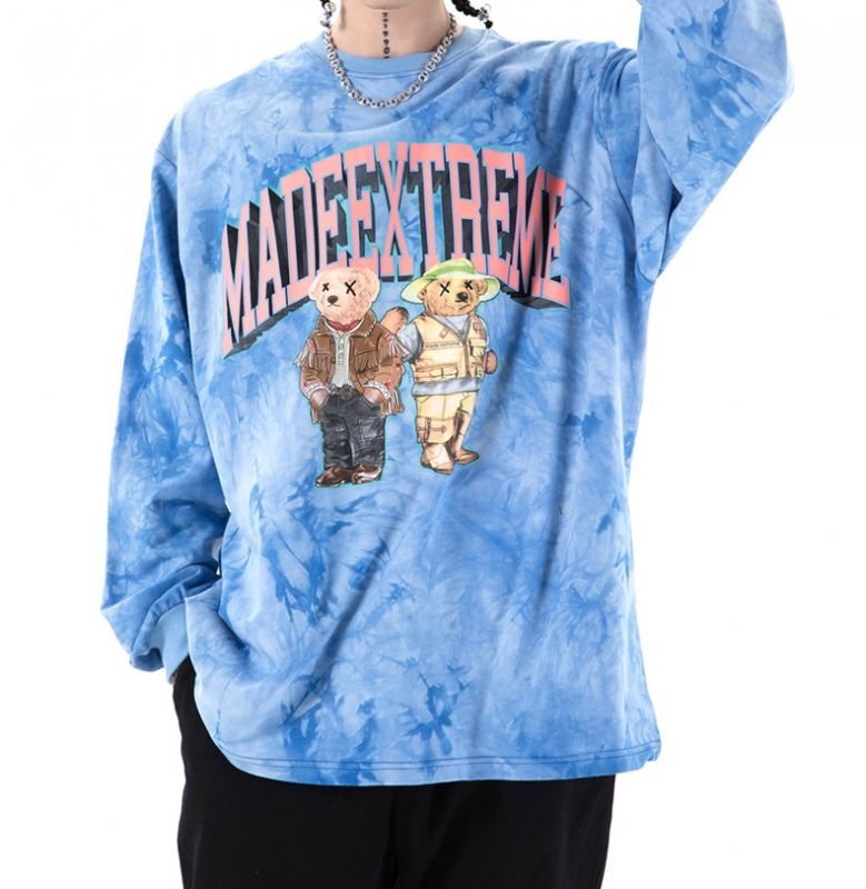 画像7: Unisex  tie-dye bear print crew neck Long sleeve t-shirt sweater 男女兼用 クマ ベア プリントタイダイ絞り染めロングスリーブTシャツ (7)