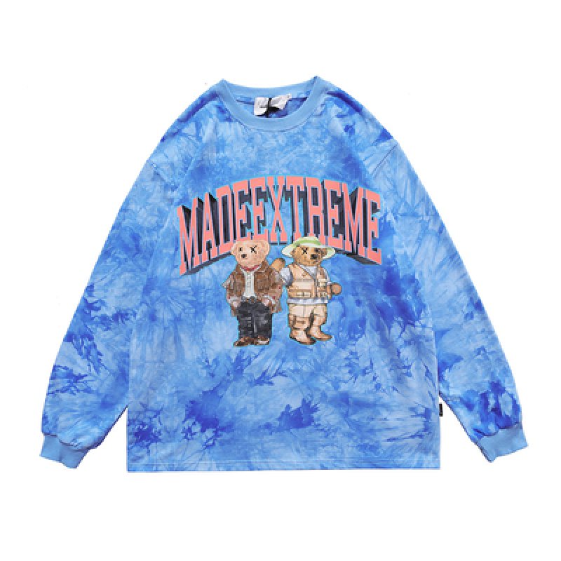 画像9: Unisex  tie-dye bear print crew neck Long sleeve t-shirt sweater 男女兼用 クマ ベア プリントタイダイ絞り染めロングスリーブTシャツ (9)