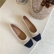 画像4:  leather Bicolor flat pumps with pearls shoes  レザーパール付きバイカラーフラットパンプス　 (4)