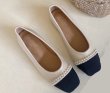 画像6:  leather Bicolor flat pumps with pearls shoes  レザーパール付きバイカラーフラットパンプス　 (6)